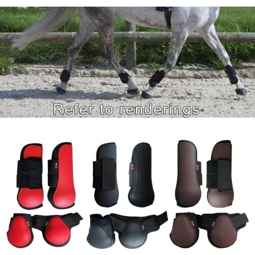 Adjustable Horse Leg Boots Set Equine Front Leg Guard Hind Boots Neoprene Liner Horse Hock Protectors Equestrian Equipment