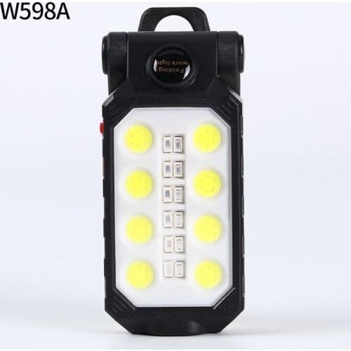 New Folding LED Work Light Portable Repair Light USB Charging Double Hook Red and Blue Portable Light