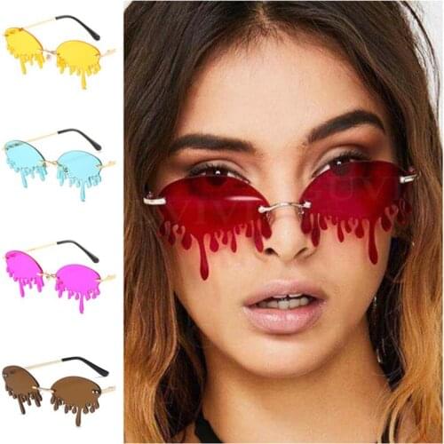 NEW Exaggeration Tears Sunglasses Rimless Color Lens Sun Glasses Funny Eyeglasses Modeling Masquerade Party Spectacles 8 Colord