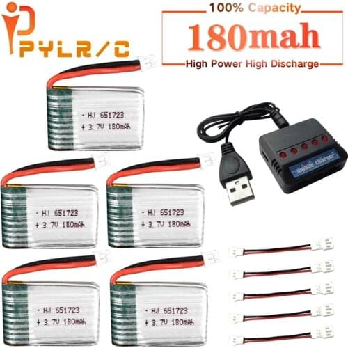 Original PYL H20 battery 3.7V 180mAh For JJRC H20 Syma S8 M67 U839 RC Quadcopter Parts 3.7V Lipo Battery and Charger (5 IN 1)