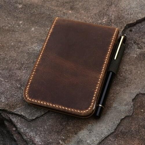 Personalized real genuine leather notepad cover for rite in the rain top-spiral notebook 3" x 5" 4" x 6" free engraving