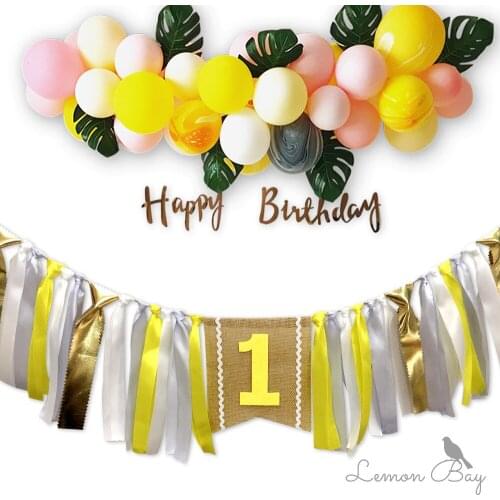 Yellow Theme Baby and Infant Birthday Party Home Decoration Party Decoration Dining Chair Pull Flag Banner