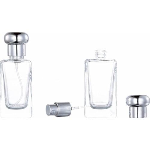 50pcs 30ml Empty Glass Perfume Bottle Atomizer Square Clear Pump Spray Bottle Parfume Cosmetic Make Up Bottle
