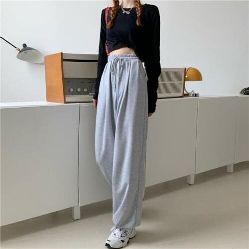 Gray Sweatpants for Women 2021 Autumn New Baggy Fashion Oversize Sports Pants Balck Trousers Female Joggers Streetwear