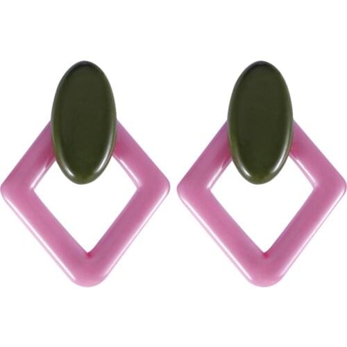 SOHOT OL Style Colorful Geometric Women Short Stitching Drop Earrings Minimalist Acetic Acid Jewelry Accessories For Brincos