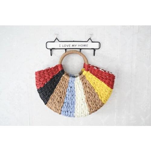 2020 New Female Summer Straw Bag Clutch Bag Colorful Bag Beach Bag a6221