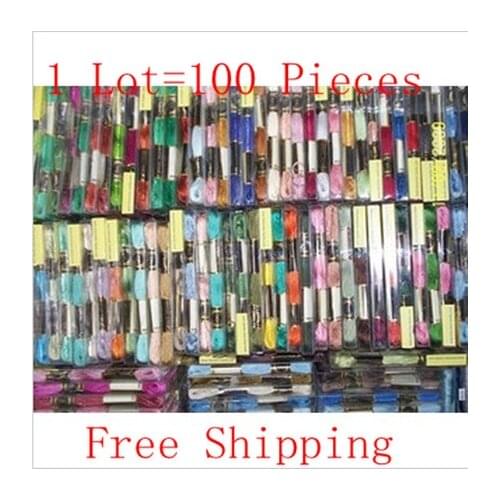 High Quality Similar DMC Cross Stitch Embroidery Cotton Floss Yarn Thread 1 Lot=100 Pieces Free Shipping