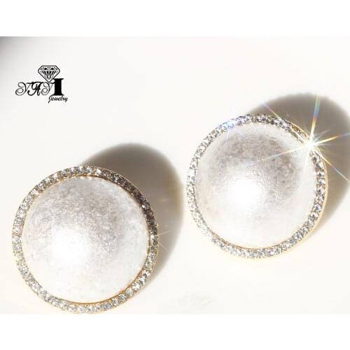 YaYi Jewelry White Flower Dangle Crystal Women Ancient Gold Color Wear Ear Band Tassel Wedding Stud Drop Hoop Clip Earrings