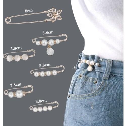 Pearl Waist Pin Fixed clothes scarf tightening waist pants buckle pin sweater dress brooch pins accessories Sewing Accessory