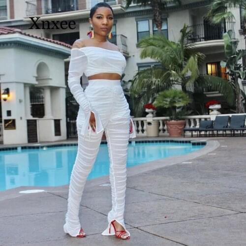 Summer beach Sheer Mesh 2 Piece Set For Women Flare Sleeve Pullover Tops + Pencil Pants Perspective Club Two Piece Set Female