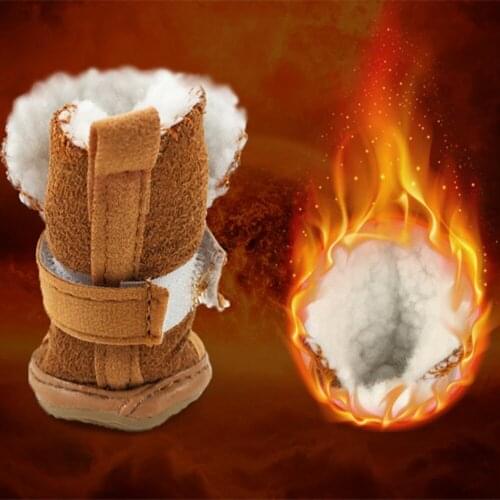 4pc Pet Dog Shoes, Winter Warm Dog Snow Boots, Teddy Chihuahua Cashmere Shoes, Pet Accessories Small Dog Shoes
