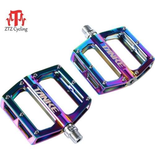 ZTZ Bicycle Pedals Aluminum Alloy Plating Colorful Hollow Non-Slip Bearings Bicycle Platform Flat Pedals