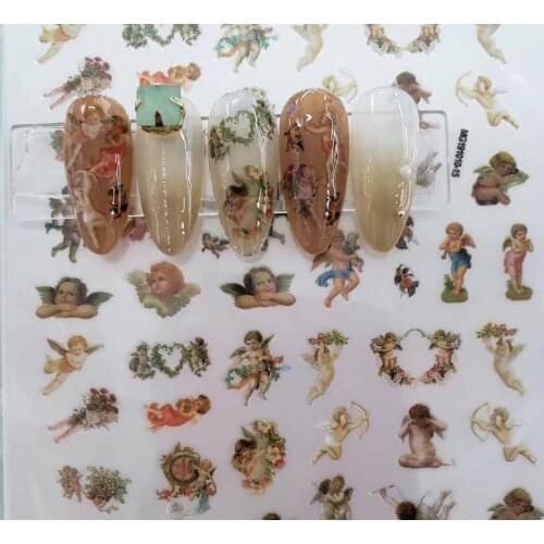 1 Pc Self-adhesive Stickers Our Jesus Virgin Cupid Design for Nail Polish Decor 5D Embossed Ultra-thin Adhesive Sticker Decals