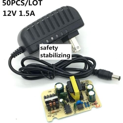 50 PCS/LOT AC/DC Adapter DC 12V 1.5A Converter power Adapter AC 100-240V Power Supply Charger US Plug for Led lamp power supply