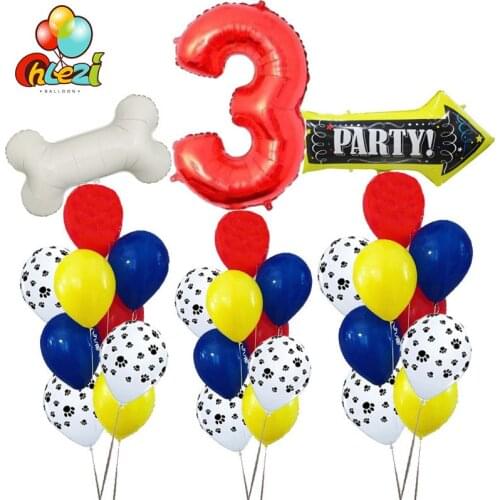10pcs/lot 12 inch Paws dog Party Balloons Latex Balloons Kids Birthday Gift Number baby shower Party Toys Decoration globos