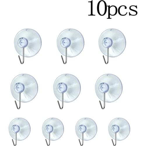 10 Pcs Casement Clear Non-marking Suction Cup Hooks Clothes Coat Metal Hanging Hook For Kitchen Bathroom Glass Tile