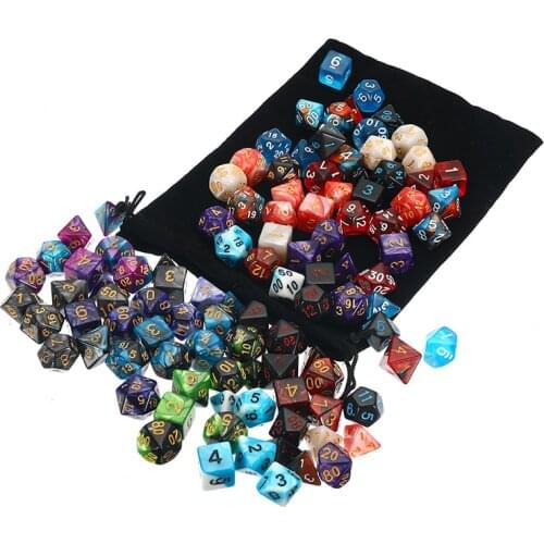 105 Pcs/Set Polyhedral Dice Table Game D4 D6 D8 D10 D10 D12 D20 Side For Cube Party Table Board Games Leisure Dice Toys With Bag