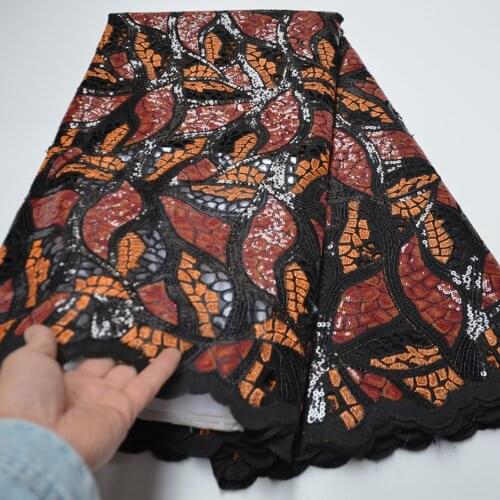 11 colors (5yards/pc) High grade handcut African organza lace fabric in black brown with sequins embroidery for party dress OP41