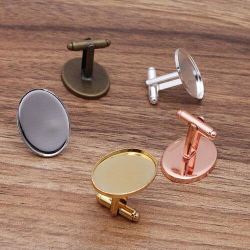 200pcs Fit 18x25mm Oval Bezel Cufflink Blank Settings Cabochon Base French Cufflinks Findings Accessories