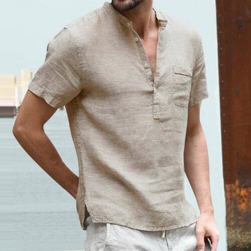 2021 Summer New Mens Short-Sleeved T-shirt Cotton and Linen Led Casual Mens T-shirt Shirt Male Breathable S-3XL