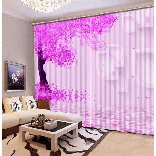 3D Curtain Fashion Customized Classic Home Decor 3D Curtain Pink Tree Blackout Shade Window Curtains For Bedroom Curtain Room