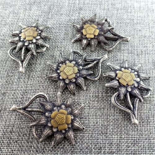 5pcs/Lot WWII German Army Officer EM Edelweiss Mountain Metal Cap Badge Insignia armyshop2008