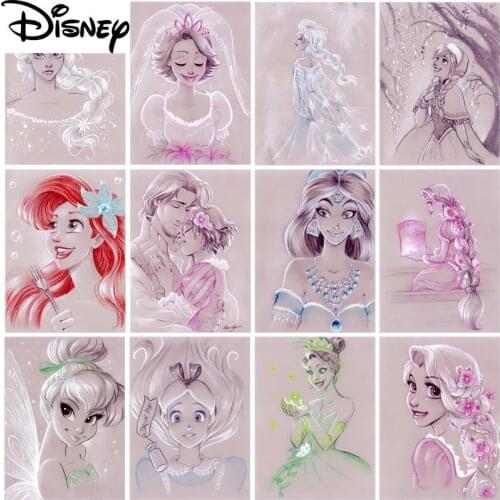 Disney 5D Diy Full Circle Diamond Painting Cartoon Princess Diamond Embroidery Cross Stitch Set Art Hobby Gift Home Decoration