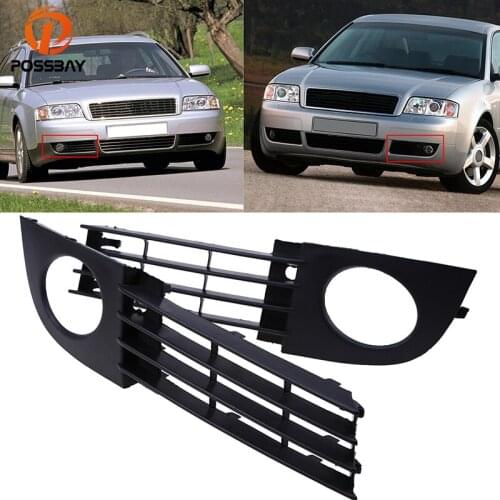 POSSBAY Car Fog Light Lamp Cover Bumper Lower Grille Grills for Audi A6 C5 2002 2003 2004 2005 Car-styling Auto Replacement