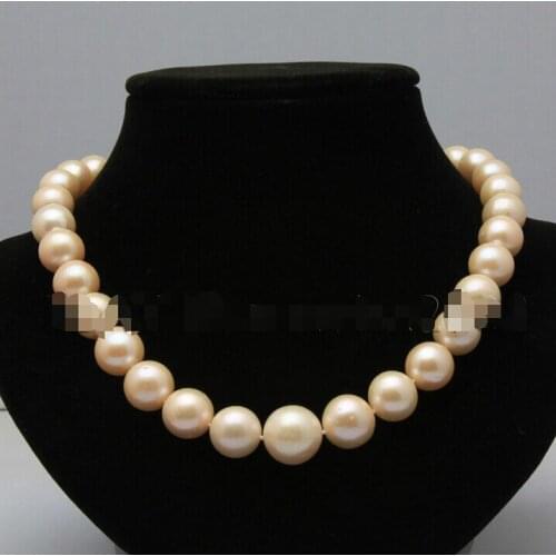 Free shipping >>>>>2016 fashion lovely11-13mm pink freshater real pearl necklace14k/585 clasp 17"