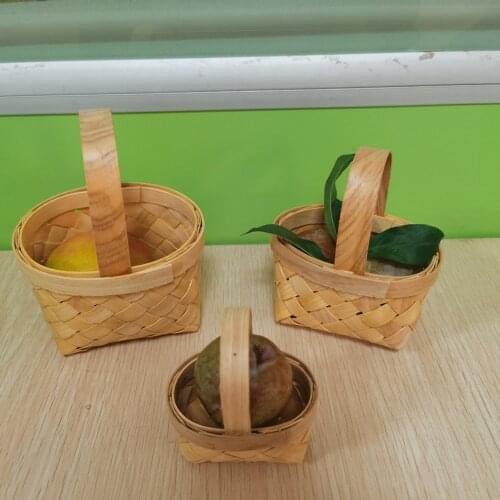 Wooden Woven Basket Sundries Organizer Plant Rattan Box Gifts Candy Container Kitchen Tableware Breadbasket Decorative Flower