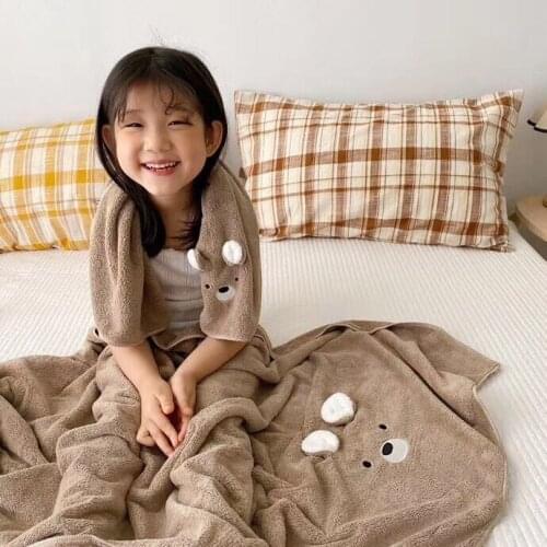 Hot style Japanese foreign trade cartoon bath towel towel two-piece suit lamb bear children beach towel coral fleece bath towel