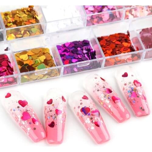 Nail Sequins Heart Shape Holographic Fashion Manicure Glitters Beauty Tool for Party