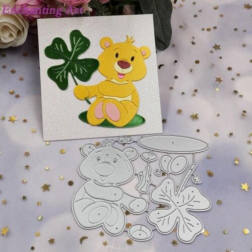 The Bear With Four Leaf Clover Metal Cutting Dies Stencils for DIY Scrapbooking Photo Album Decorative Embossing Paper Cards