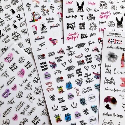 Cartoon letter word vocabulary unicorn 3D Back glue Nail decal Nail sticker Nail decoration Nail art Nail tool Nail ornament