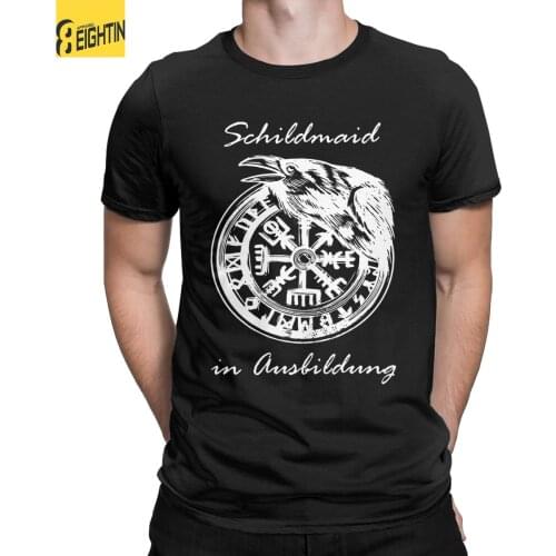 Men T-Shirts Viking Shieldmaiden Vintage Norse Novelty Pure Cotton Tees Short Sleeve T Shirts Crewneck Clothes Unique