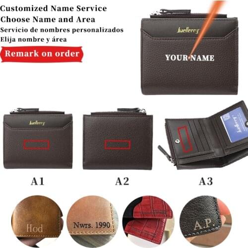 Coin Pocket Male Purse Custom Name Zipper Card Holder Men Solid Fashion Casual Purse High Quality Men Short Wallets