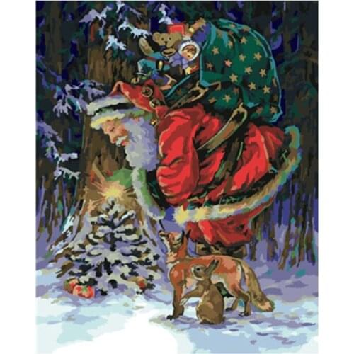 DIY Digital Painting By Numbers Santa Claus oil painting mural Kits Coloring Wall Art Picture Gift frameless