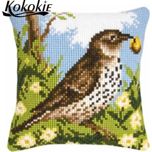 DIY knitting needles kit for pillowcase embroidery yarn cartoon bird pillow kits cross stitch kits embroider needlework kits
