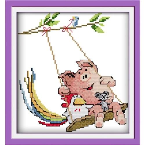 Three good friends(3) cross stitch kit 14ct 11ct count print canvas stitches embroidery DIY handmade needlework plus