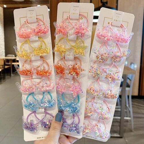 Set Hair Band Girl Crown Rubber Band Elastic Headdress Girl Star Hair Band Hair Accessory Childrens Hair Rope Gift