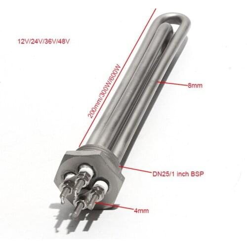 DN25 DC12V/24V/48V 300W 600W Heating Element For Solar Water Heater 1inch Tubular Heaters All 304 Stainless Steel