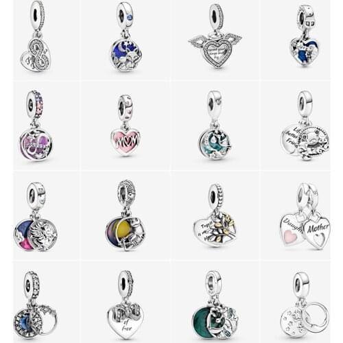 The new stylish and exquisite angel wings mother MOM double-sided pendant is suitable for original Pandora ladies jewelry gifts