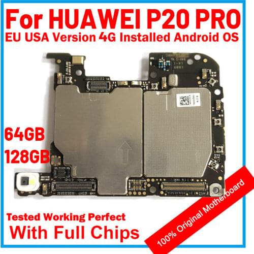 For HUAWEI P20 pro 100% Clean Replaced Original Motherboard 64GB 128GB ROM 6GB RAM Mainboard Android OS Logic Board With Chip