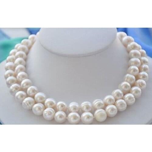 Fine jewelry 9-10 MM NATURAL WHITE SOUTH SEA BAROQUE PEARL NECKLACE 34"