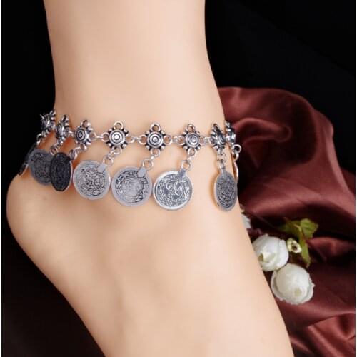Beach Anklet With Alloy Coins Tassel Pendant Ankles Bracelets For Female Gifts Jewelry Accessories