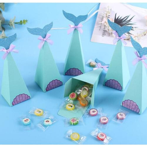 New arrival Mermaid Gift Boxes Wedding Paper Gift Candy Bag DIY Wedding Favors Candy Packaging Box Treat kids Birthday
