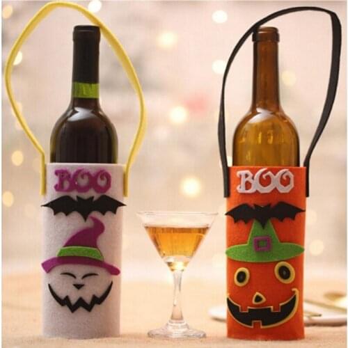 Wine Bottle Covers Table Decor Bottle Cap Party Halloween Gift Home Decor Scary Bat Gift Bag Pumpkin Wine Beer Portable Cover