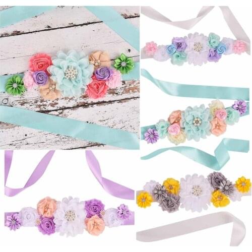 New Flower Sash Floral Maternity Sash Pregnancy Belly Belt Photo Props Gift Baby Shower Party Fancy Flower Girl Belt 3 Yards