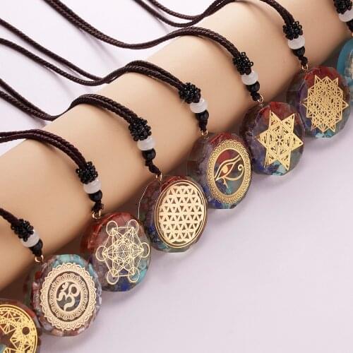 Retro Orgonite Pendant Sri Yantra Necklace Sacred Geometry Reiki Chakra Healing Energy Necklace Meditation Jewelry Dropshipping