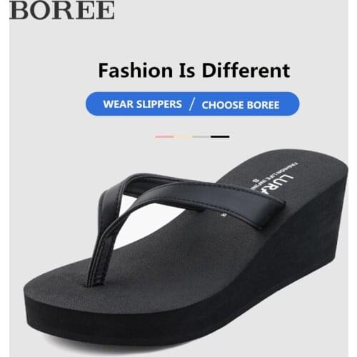 Womens Flip Flops Summer Wedge Sandals Slip On Shoes Peep Toe Breathable Platform Sandals Outdoor Beach Slippers Women Heels